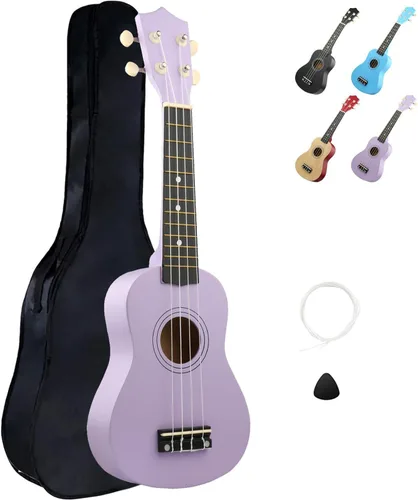 Vista 7 de LXS Ukelele soprano para niños de principiantes - Ukelele guitarra pequeña de 21" con bolsa de concierto, cuerda de reserva, púas y tutorial