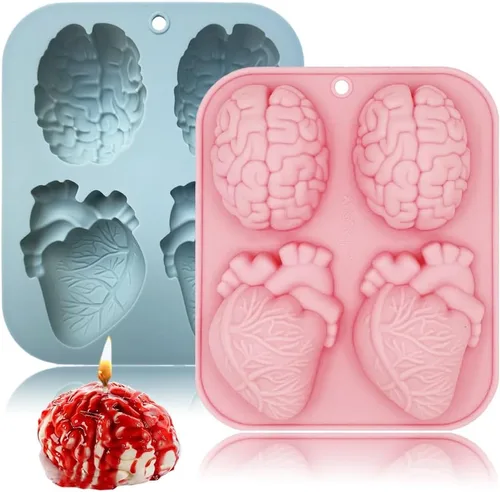 Vista 11 de Paquete de 2 moldes de silicona de calavera 3D con 8 cavidades con temática de calavera para hornear, herramienta de horneado para pastel