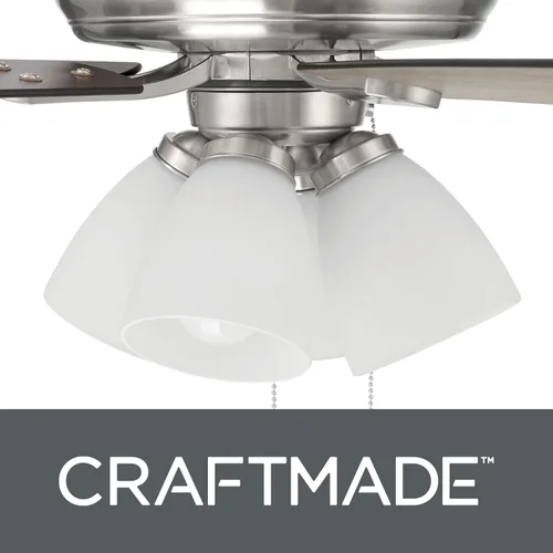 Vista 7 de Craftmade ECF114BNK5-DWWLN Eos - Ventilador de techo (52 pulgadas), níquel Cuchillas de níquel pulido cepillado/madera flotante