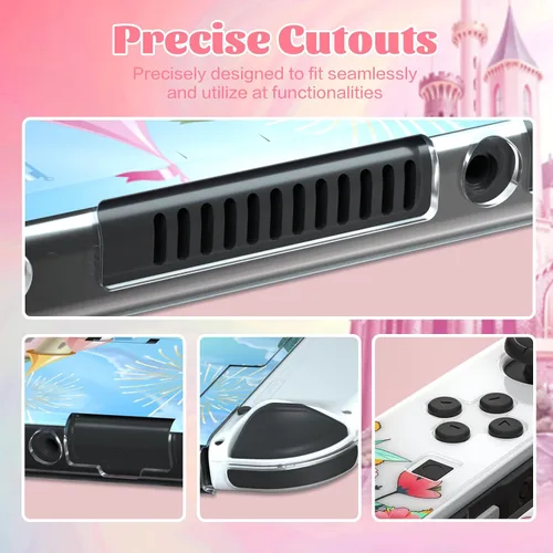 Vista 7 de ECHZOVE Protective Case Compatible with Nintendo Switch OLED,Switch OLED Hard Console Case and Joy Con TPU Case with Thumb Grip Caps and Screen