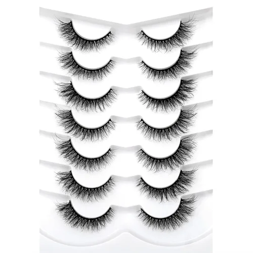 Vista 75 de Pooplunch - Pestañas postizas estilo ojo de gato, extensión de volumen 8D natural, finas, cortas, de visón sintético, tiras de pestañas postizas