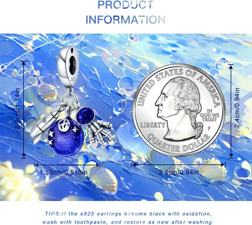 Vista 6 de Abalorios de plata de ley 925 para pulseras y collares, pulseras solares con dije de estrella de mar y estrella, conchas de estrella de mar