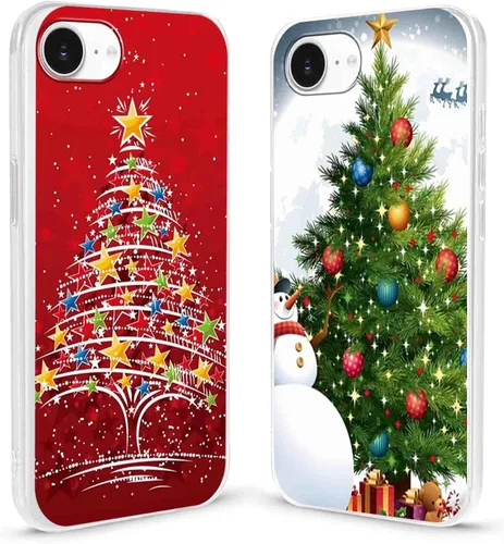 Vista 8 de Paquete de 2 fundas transparentes de Navidad para iPhone 7/8/SE 2020 / SE 2022 de 4.7 pulgadas, árboles de Navidad, resistentes al amarilleo