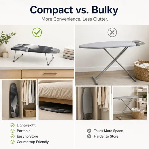 Vista 4 de Tabletop Ironing Board with Hook, Foldable 12"x29" for Small Spaces