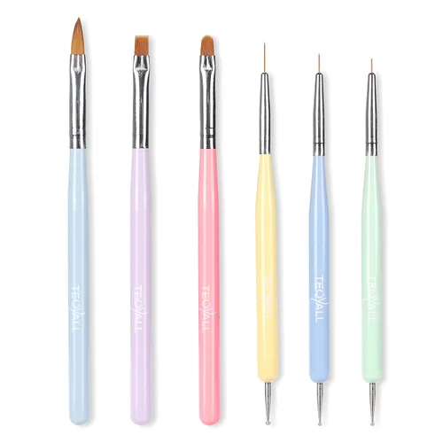 Vista 8 de TEOYALL Pinceles para arte de uñas - Gel constructor, herramientas de punteado, delineador fino
