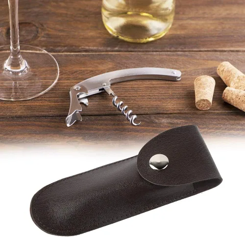 Vista 3 de Abrebotellas Funda de cuero negro Profesional bolsillo plegable portacuchillos