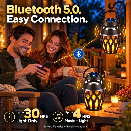 Vista 3 de Altavoces para exteriores Bluetooth con luz, IP5X impermeable