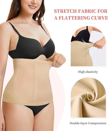 Vista 3 de AOSBOEI Faja moldeadora de cintura con control de abdomen, faja moldeadora de cuerpo, cinturón de recuperación posparto, banda para el vientre