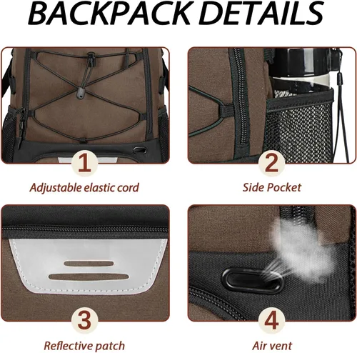 Vista 4 de LARIPOP Basketball Backpack with Ball Compartment - Ventilated Shoe Pocket Fits US Size 15, Water Resistant 30L Sports Bag for Men Women Teen