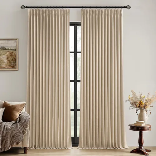 Vista 25 de MIULEE - Cortinas de lino beige con pliegues a presión 100% opacas para dormitorio, cortinas de ventana con memoria y bloqueo de luz para oscurecer