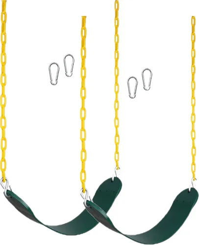 Vista 6 de New Bounce Asiento de columpio - Juego de columpios para exteriores, con cadena resistente a prueba de óxido recubierta de plástico grueso