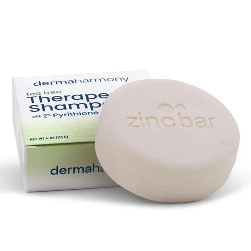 Vista 2 de Dermaharmony Barra de champú de zinc con piritiona al 2% - Árbol de té (4 onzas)