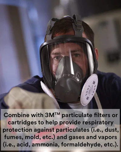 Vista 6 de 3M Safety 142-6800 - Respirador reutilizable de mascarilla completa, color gris, mediano