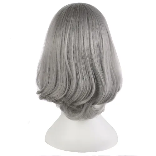 Vista 4 de MapofBeauty Pelucas de cosplay de disfraz de anime de pelo recto corto (plata)