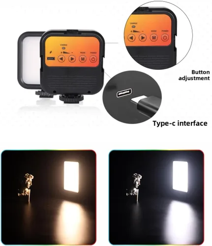 Vista 5 de Versión de nivel de entrada luz LED magnética, 96 LED RGB pequeño clip en panel de luz, 2000mAh 3000K-6000K CRI80+, 3 zapatos fríos 1/4 "rosca