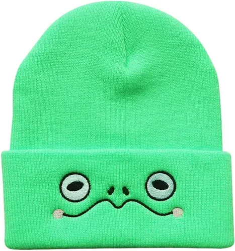 Vista 4 de Lindo gorro de rana de punto de animal, divertido gorro de invierno para esquí de invierno, gorro cálido, gorro suave