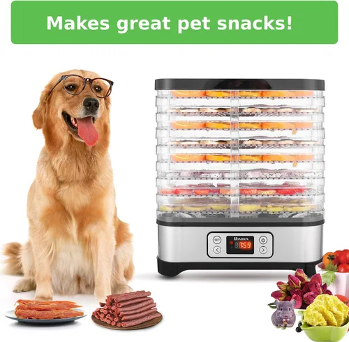 Vista 7 de Homdox Deshidratador de alimentos para carne seca y frutas, 8 bandejas sin BPA, temporizador de 72 horas y control de temperatura de 158 °F, máquina
