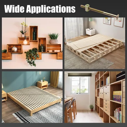 Vista 6 de Biaungdo M6 x 90mm Tornillos para Cama Litera, Pernos de Accionamiento Hexagonal con Soporte de Barril para Muebles, Tuercas de Pernos para Muebles
