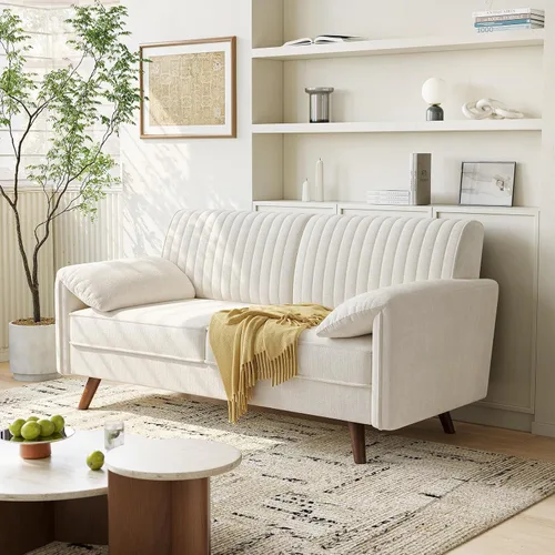Vista 3 de ONBRILL Sofá Loveseat de 64.5", Sofá Loveseat de Chenilla para Sala de Estar, Asiento Profundo de 23.2" Love Seat con Brazos Acolchados, Cómodos