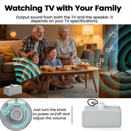 Vista 3 de ANSTEN - Altavoces con cable para TV sin demora, altavoces de TV de voz transparentes con cable 5M Long Cord, Personal Speaker with Headphone
