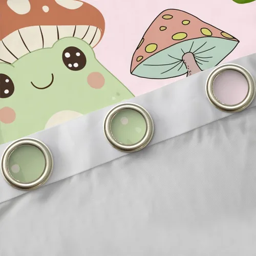 Vista 5 de Feelyou Lindas cortinas opacas de rana de hongos 30% a 50% para niños y niñas, cortinas naturales de hongos salvajes, plantas botánicas