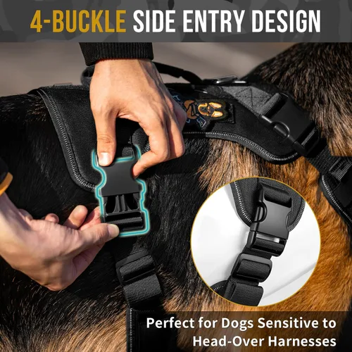 Vista 8 de OneTigris Arnés táctico sin tirones para perros pequeños, chaleco reflectante K9 de fácil control con paneles de gancho y bucle, arnés ajustable