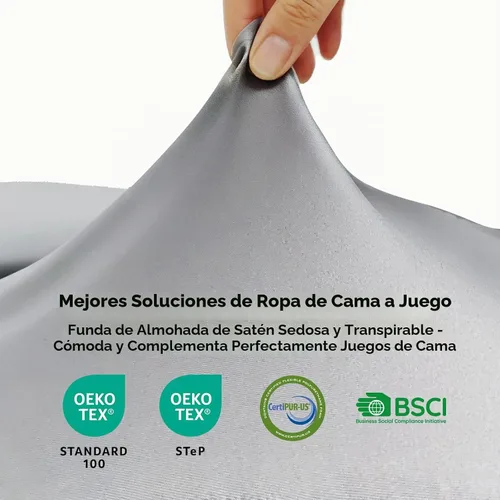 Vista 6 de Almohada cervical para el alivio del dolor de cuello, almohada ergonómica de espuma viscoelástica con funda de satén sedoso resistente a