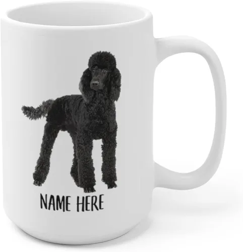 Vista 3 de Funny Standard Poodle - Taza de café con nombre personalizado de Navidad 2025, color blanco, 15 onzas
