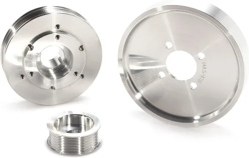 Vista 2 de BBK Performance 1559 Kit de polea de tracción inferior para Ford Mustang 4.6/GT - Kit de aluminio mecanizado CNC ligero de 3 piezas