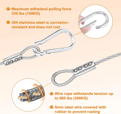 Vista 4 de Estaca de amarre para perros, estaca de correa resistente para perros grandes de hasta 210 libras, anclaje de suelo para cable de perro, correa