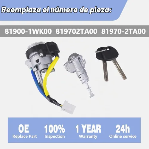 Vista 3 de 81900-1WK00 Interruptor de cilindro de bloqueo de encendido con cilindro de bloqueo de puerta del lado izquierdo del conductor 819702TA00