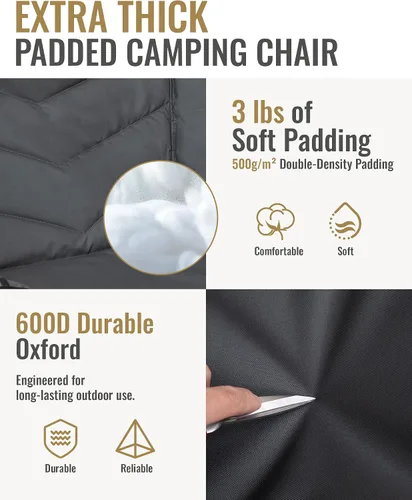 Vista 8 de KingCamp Silla de camping extragrande XL, sofá plegable resistente de 500