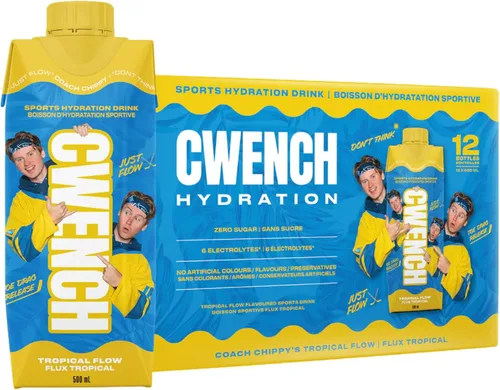Vista 10 de CWENCH HYDRATION Bebida deportiva lista para beber, sabor Berry Crush, cero azúcar, bebida electrolítica con vitaminas B, botellas de 16.9 onzas
