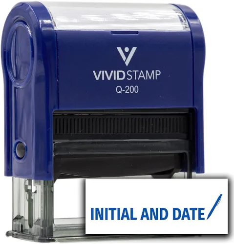 Vista 16 de Vivid Stamp Sello de goma autoentintado con inicial y fecha (tinta negra) - Q-300 Negro