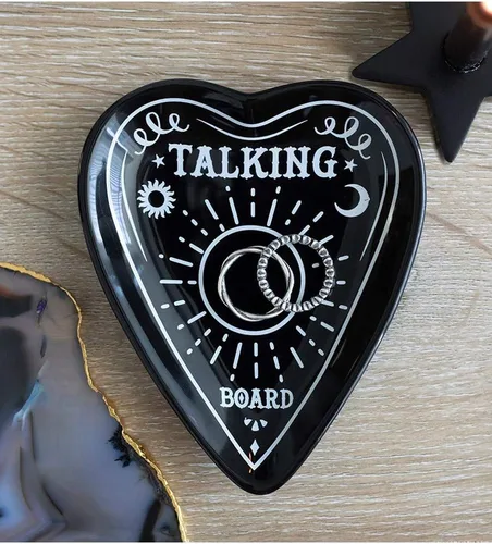 Vista 2 de Talking Board Plato Plato Planchette Baratija Ornamento Negro 3.9x4.7x0.8 in