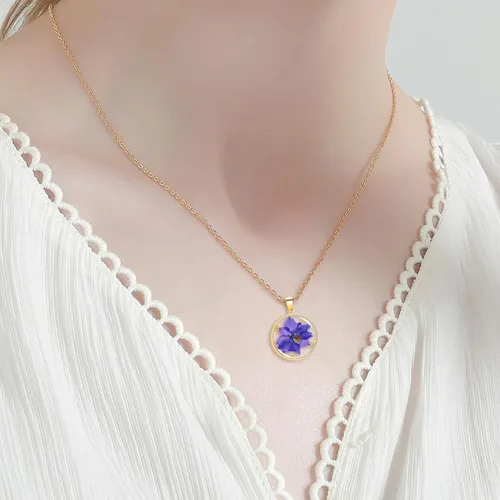 Vista 96 de Pressed Flower Necklace Gift for Women Personalized Handmade Necklaces Birth Flower Necklace