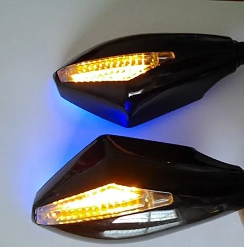 Vista 5 de HONGK - Espejo LED azul compatible con Yamaha Fzr Yzf Fz1 Fazer Fjr1300 Ninja Zx10R Zx-12R Er-6F [B01BN0L0SG]