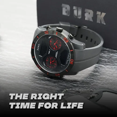 Vista 5 de BURK 1355 - Reloj de pulsera de cuarzo para hombre pantalla analógica digital impermeable crono militar