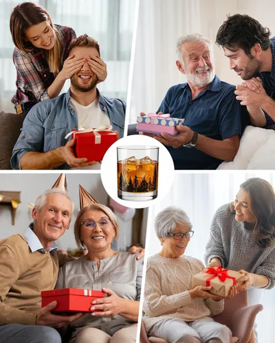 Vista 8 de TOOWELL Juego de 2 vasos de whisky, regalos de jubilación para hombres y mujeres, 11 onzas, vidrio de bourbon antiguo hecho a mano, regalos