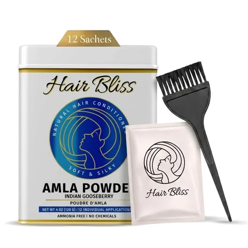 Vista 11 de Hair Bliss Natural Aloe Vera Herbal Hair & Skin Conditioning Powder 12 Individual Sachets (10 gm Each) Reusable Brush & Tray Included By Pride