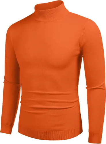 Vista 10 de COOFANDY Suéter de cuello alto falso para hombre, ajuste delgado, informal, básico, suéter térmico de punto 01-Negro