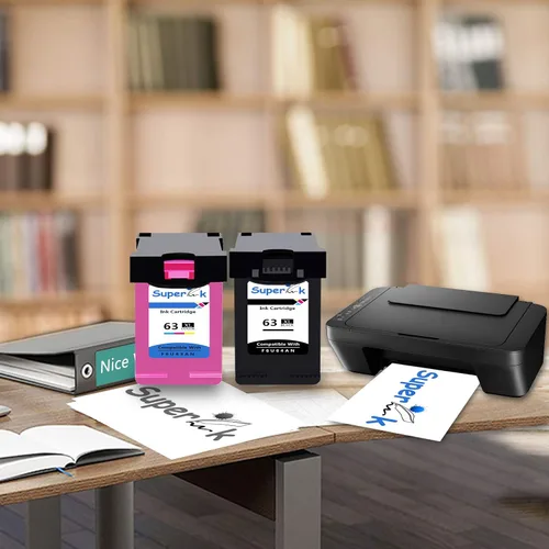 Vista 6 de SuperInk Cartucho de tinta remanufacturado compatible con HP F6U64A F6U63A 63 63XL 63 XL (tricolor negro, paquete de 2)