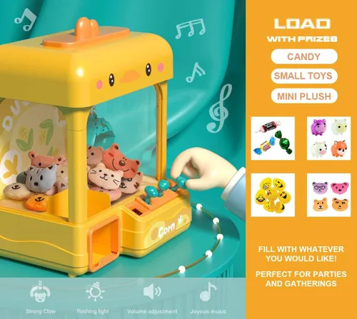 Vista 4 de Cxjoigxi gran máquina de pinzas para niños y adultos con premios, sonido y luz ajustables, mini máquina expendedora para niñas y niños, juego