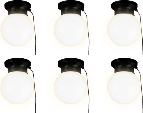 Vista 12 de Ultralux Montaje empotrado de vidrio LED utilitario de 6 pulgadas con cadena de tracción, lámpara de globo - 500 lúmenes 3000K lámpara para armario
