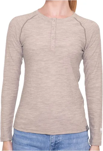Vista 9 de MERIWOOL Camiseta térmica de lana merino ligera de manga larga Henley para mujer Negro