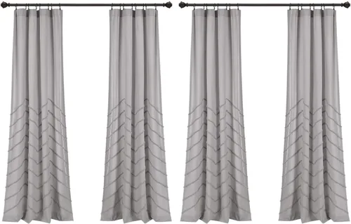 Vista 8 de Lush Decor Par de paneles de cortina de felpilla con cheurón gris claro (84 x 40 pulgadas)