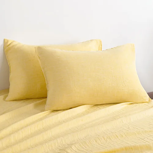 Vista 19 de NTBAY Fundas de almohada de lino francés – Teñidas con hilo, paquete de 2, fundas de almohada estándar de 100% lino, fundas de almohada lavadas