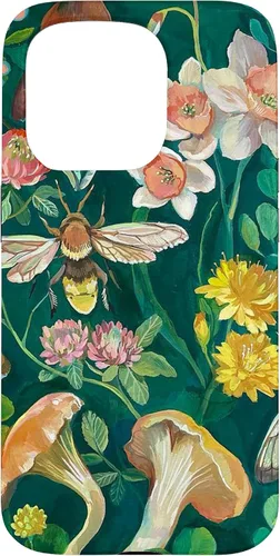 Vista 13 de Funda Boho Bee Greenery Luna Moth Vintage Botanical Mushroom para iPhone 13 Pro