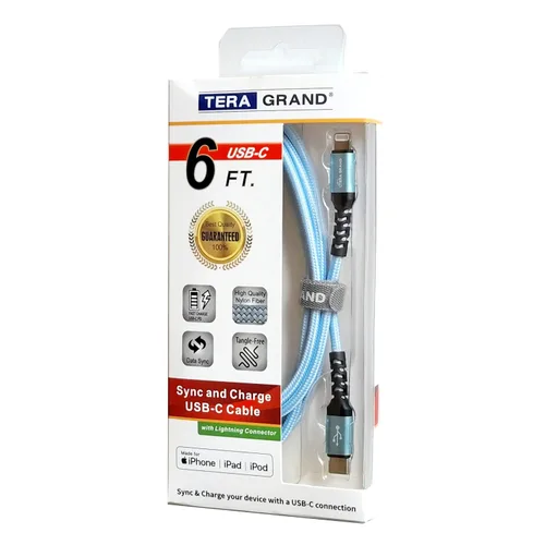 Vista 6 de Cable trenzado USB-C a Lightning C94 con certificación MFi para iPhone 14/13/12/11 Pro Max Plus Mini, SE XS Max XR X, 8/7/6 Plus, iPad, AirPods, 6