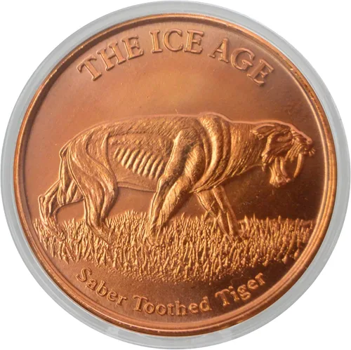 Vista 15 de Apatosaurio Dinosaurio Prehistórico - 1 onza.999 cobre puro redondo coleccionable de 39mm moneda de desafío en cápsula - COA de Heavenly Metals